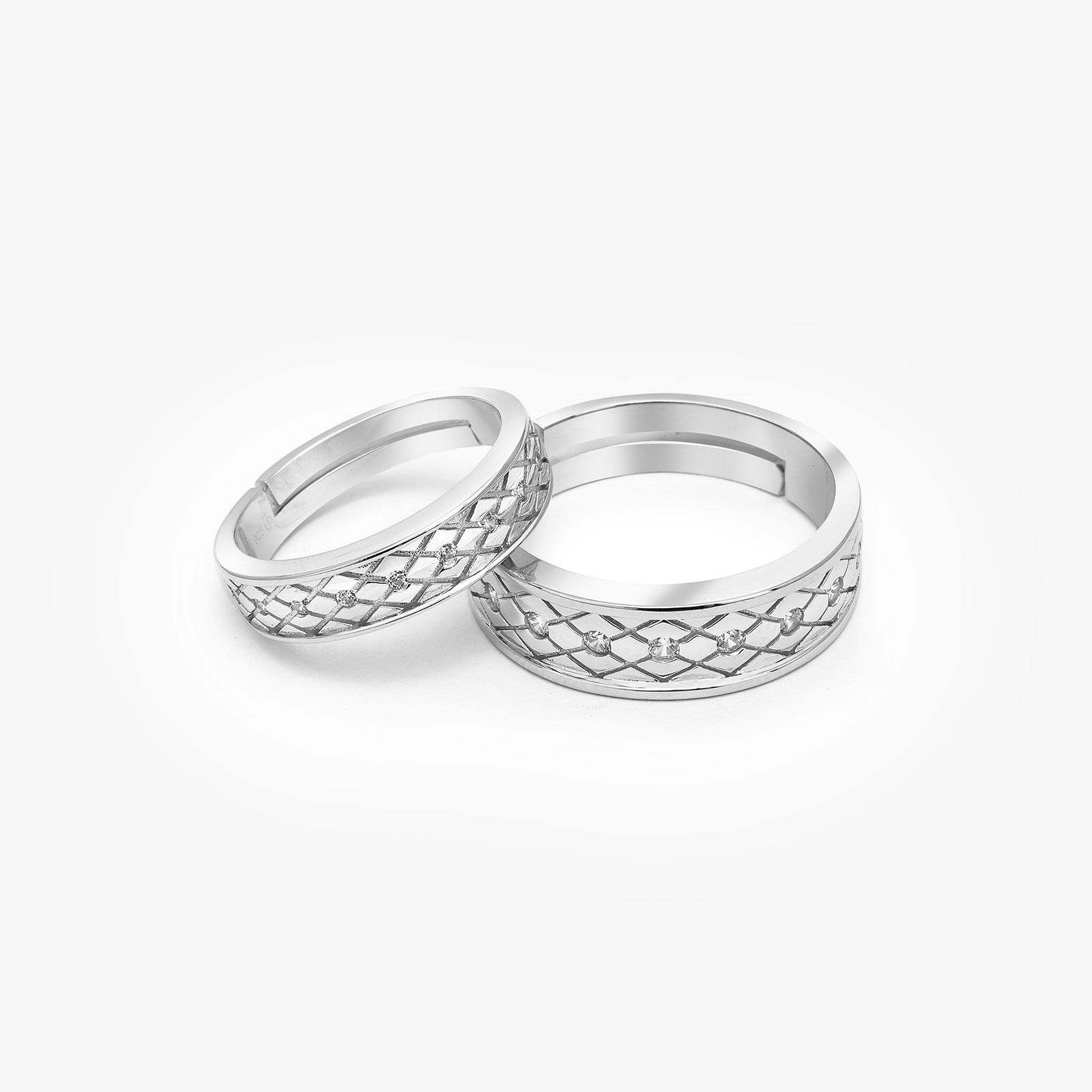 Silver CZ Love Couple Rings