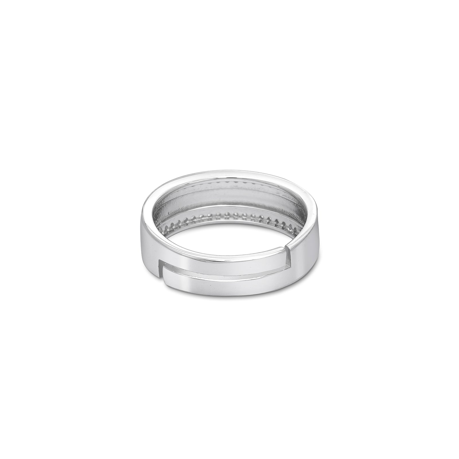 Dual Layered CZ Silver Ring for Men