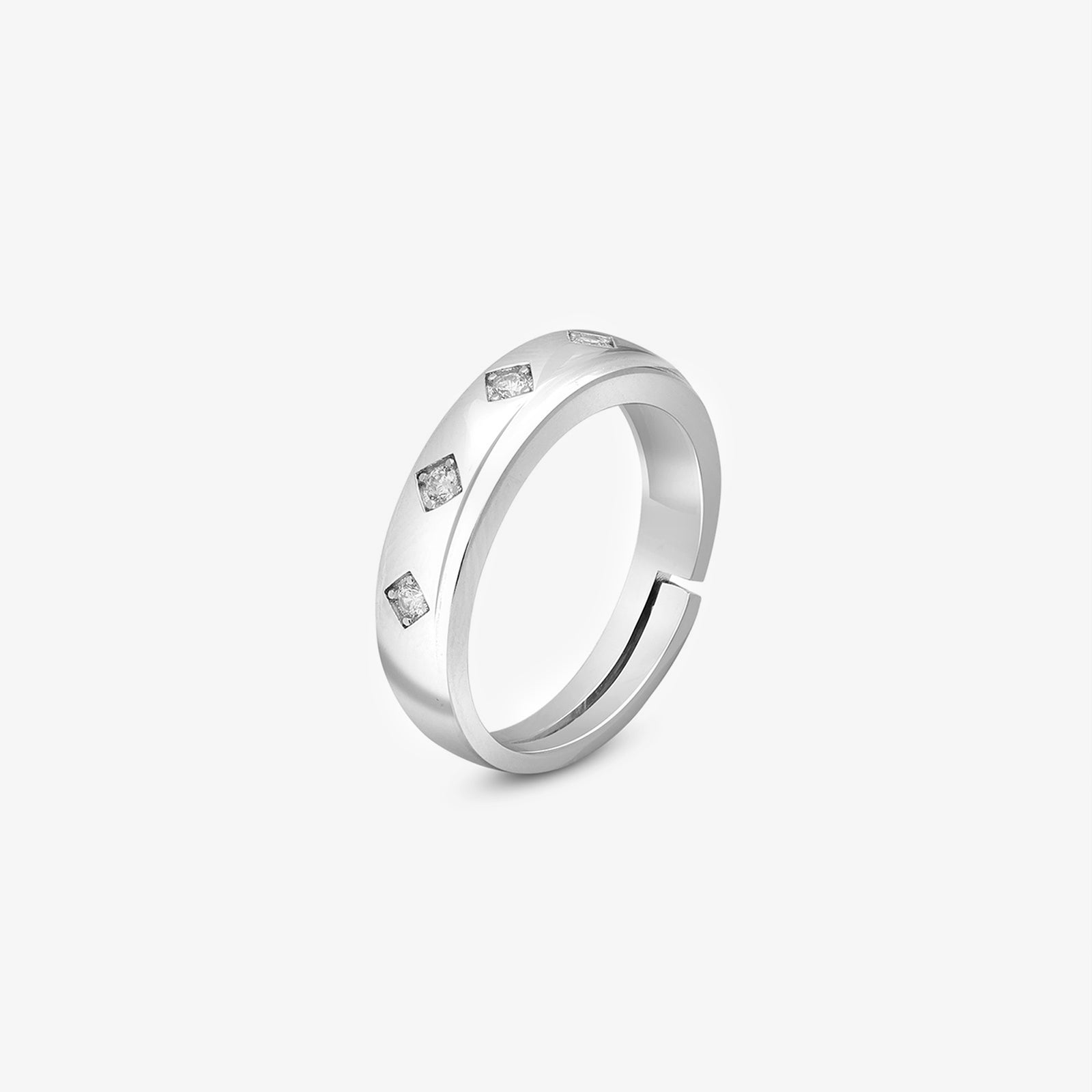 Facet Frame Couple Rings for Men & Women – 925 Sterling Silver Rhodium Plated