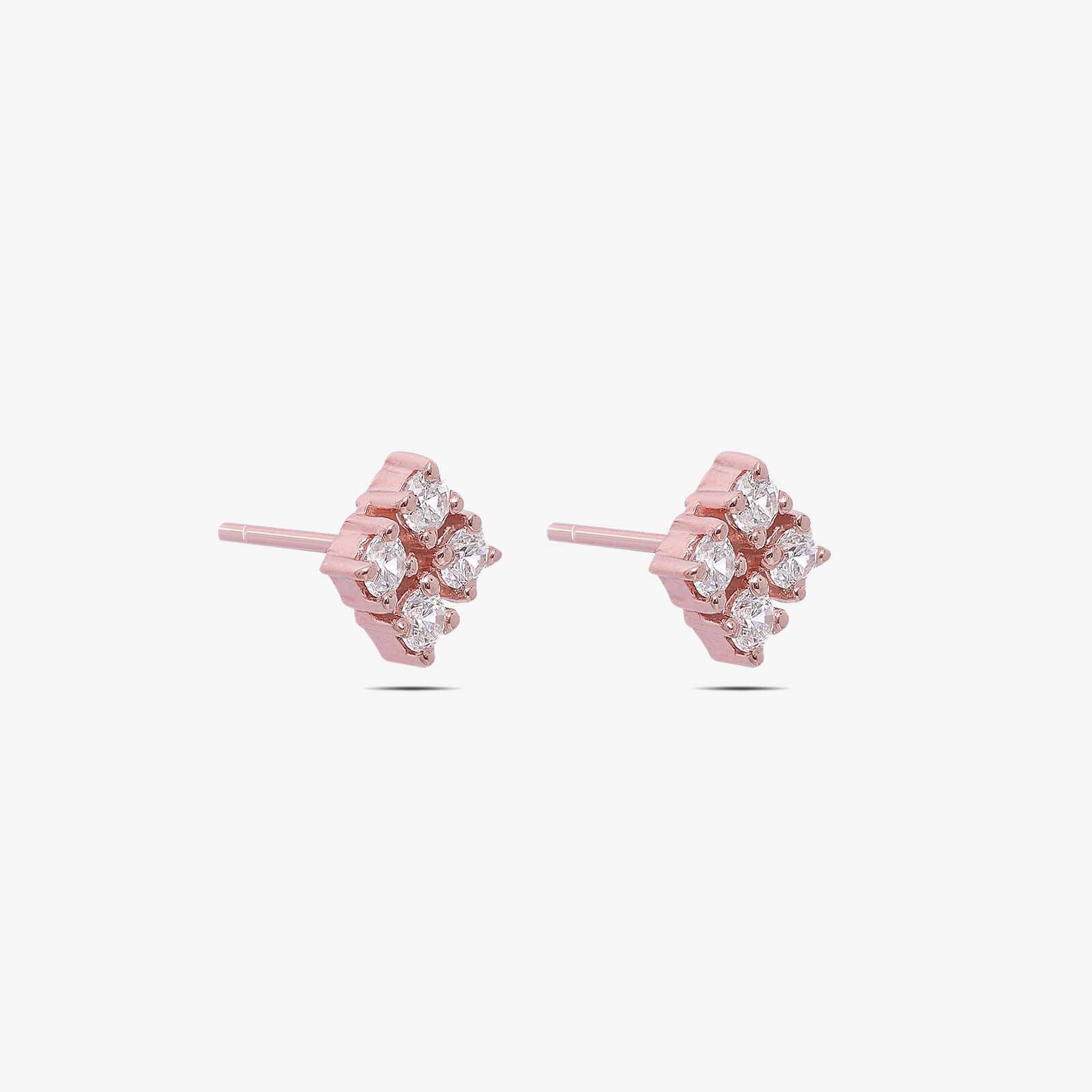 Rose Gold Square Designer Silver Stud Earrings - Tweov Jewels