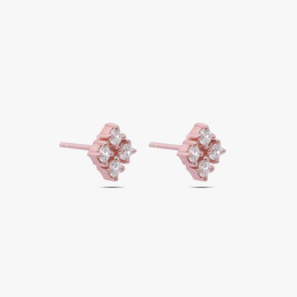 Rose Gold Square Designer Silver Stud Earrings - Tweov Jewels