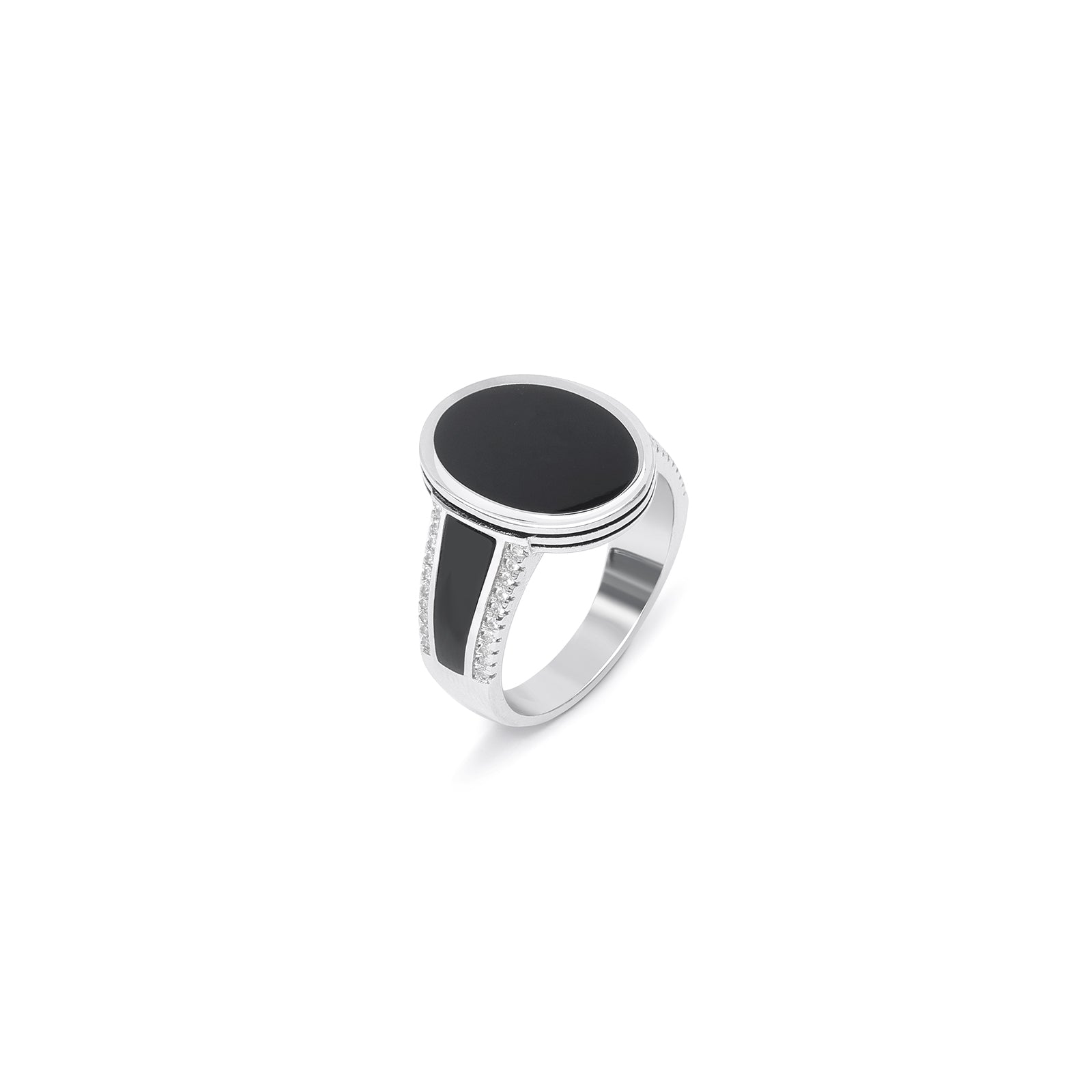 Pure 925 Silver Ring - Oval-Shaped Black Onyx Ring - Tweov Jewels