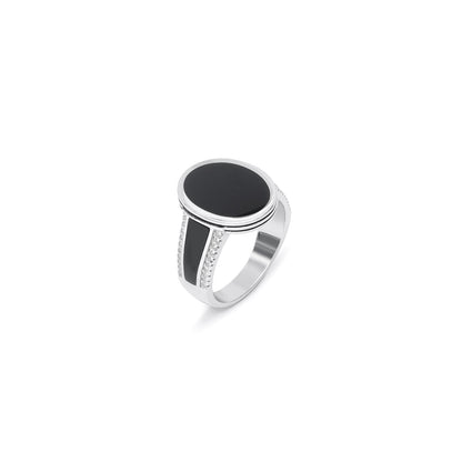 Pure 925 Silver Ring - Oval-Shaped Black Onyx Ring - Tweov Jewels