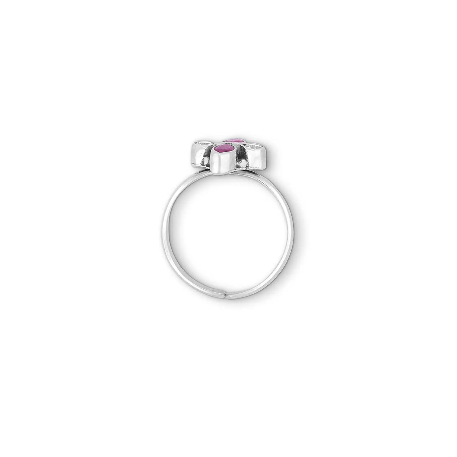 Ruby Marquise Floral Toe Ring For Women – 925 Sterling Silver Rhodium Plated
