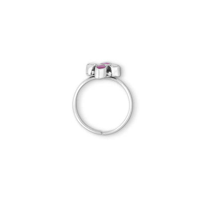 Ruby Marquise Floral Toe Ring For Women – 925 Sterling Silver Rhodium Plated