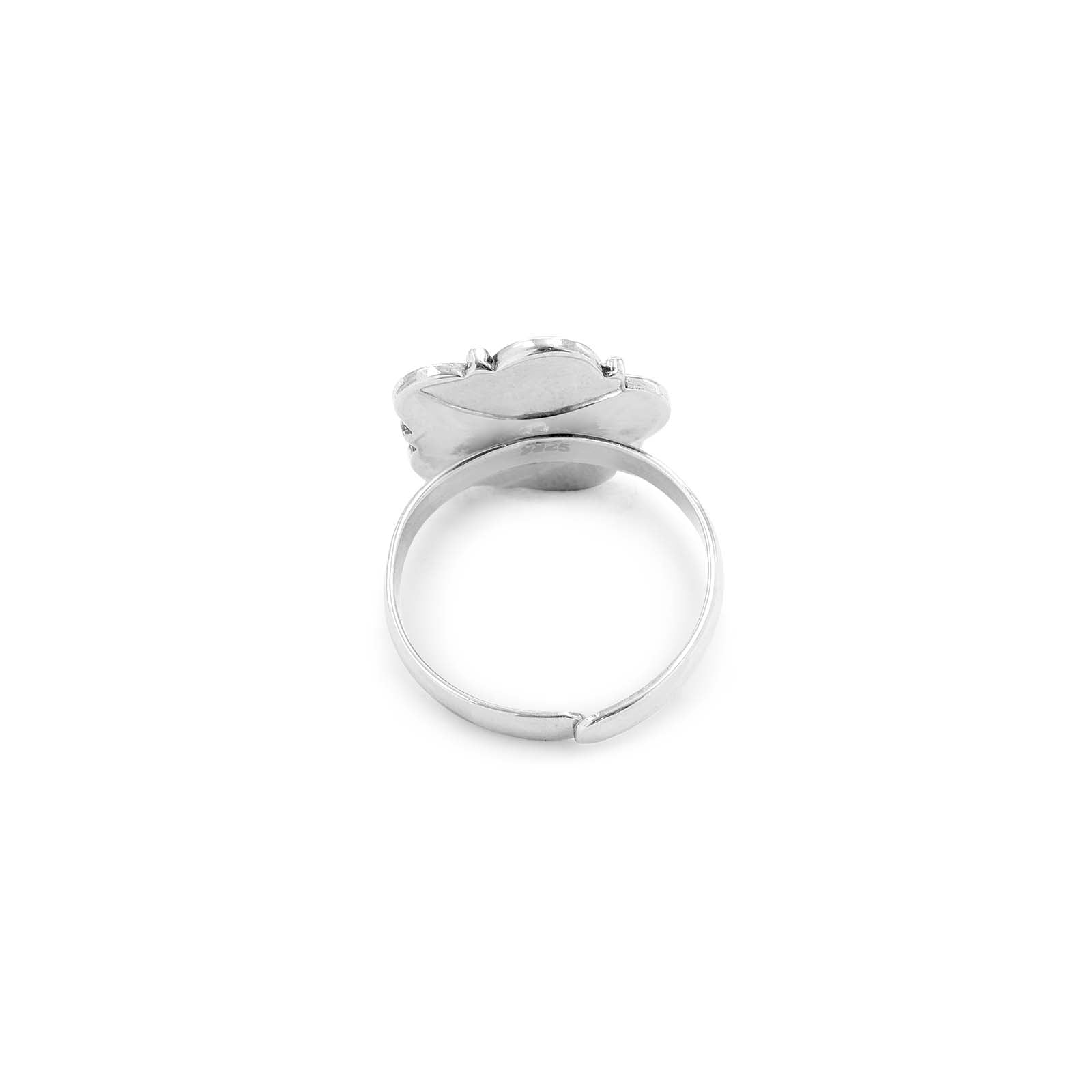 Silver Turquoise Stone Floral Toe Ring