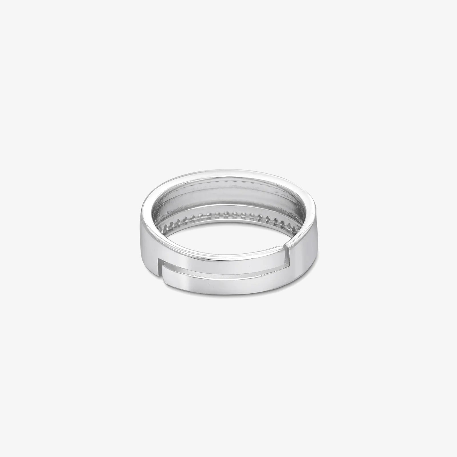 Dual Layered CZ Silver Ring for Men