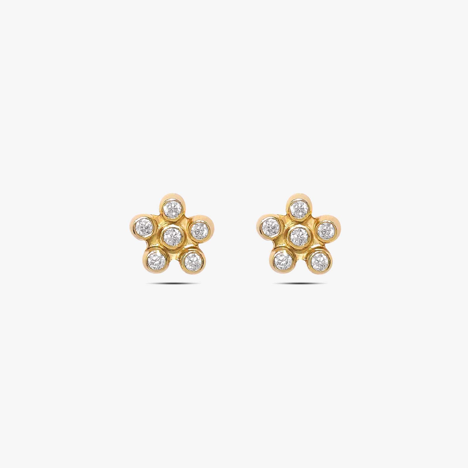 Gold Plated CZ Floral Design Silver Stud - Tweov Jewels