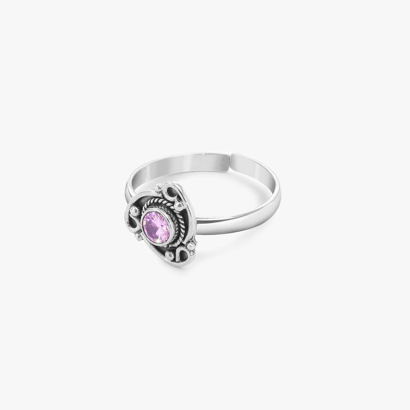 Silver Purple Triangular Toe Ring