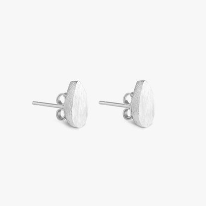 Pure Silver Stud Earrings - Dew-kissed Scratch Finish Model - Tweov Jewels