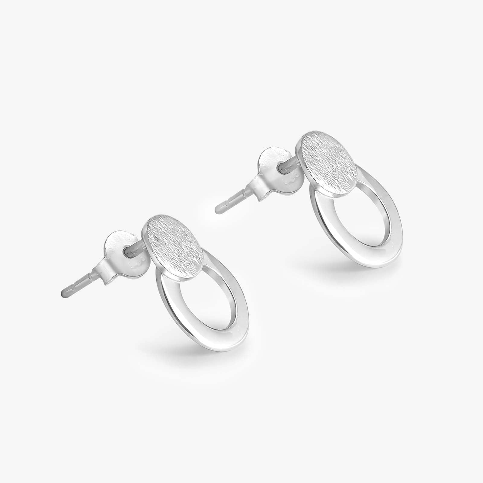 Round Scratch Silver Stud Earrings - Tweov Jewels