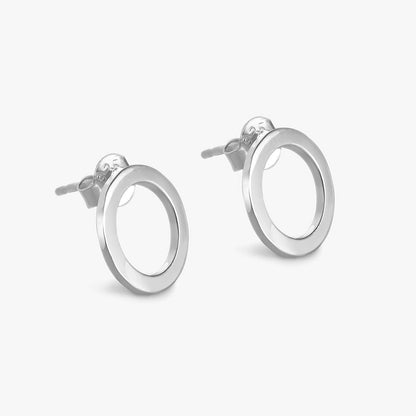 Pure Silver Stud Earrings - Polished Hoop Design - Tweov Jewels