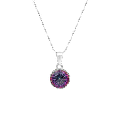 Silver Mystic Topaz Round Pendant & Earrings Set - Tweov Jewels
