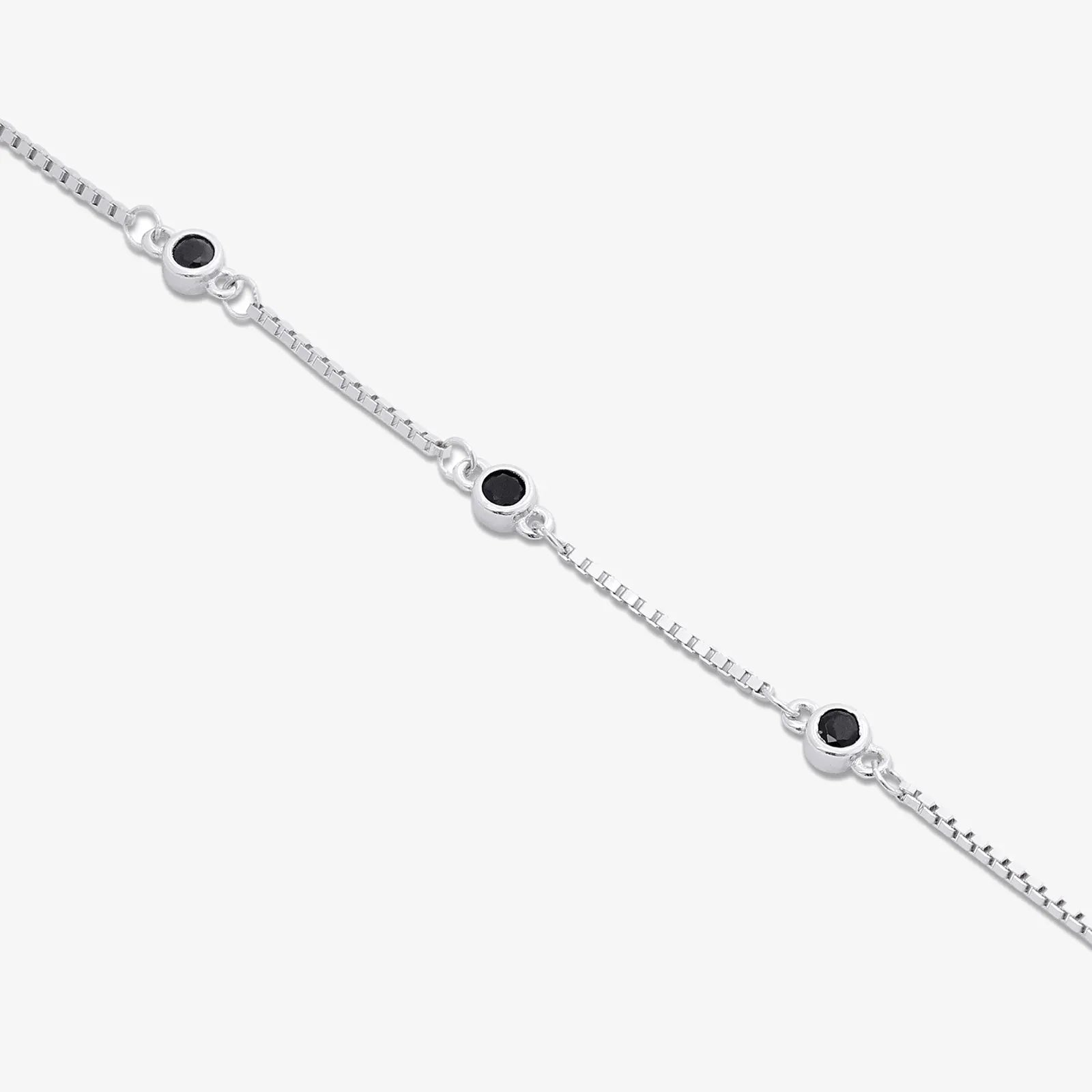 Silver Black Stone Box Chain Bracelet - Tweov Jewels