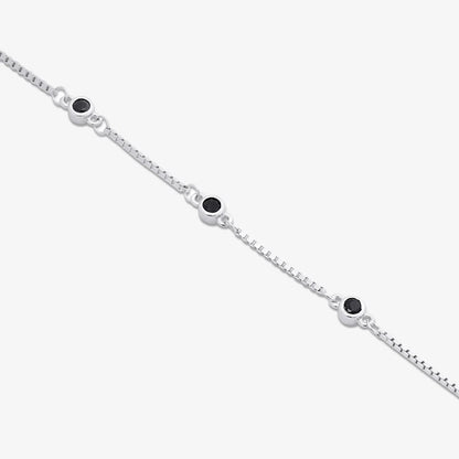 Silver Black Stone Box Chain Bracelet - Tweov Jewels