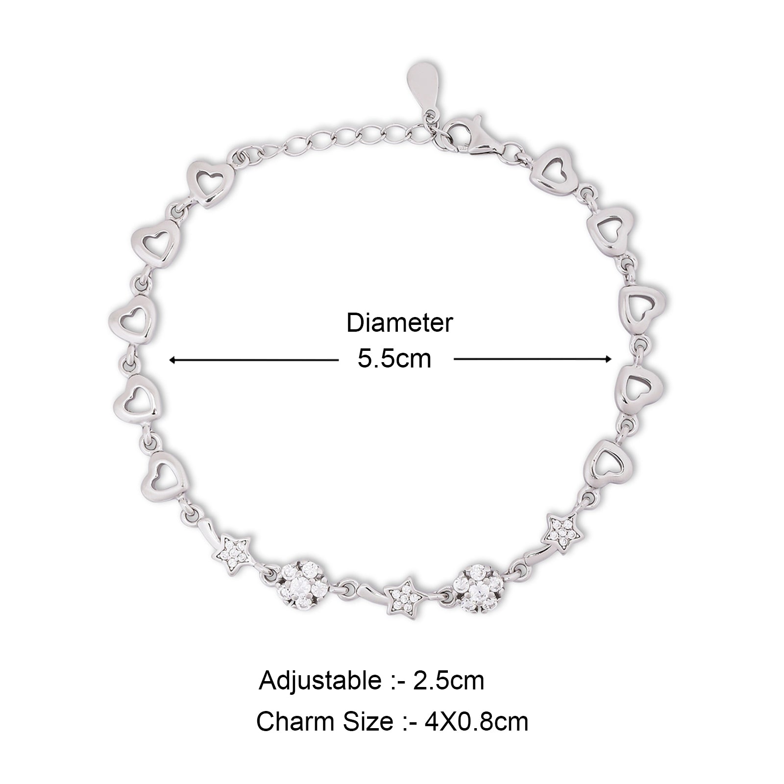 Silver CZ Floral Stars Bracelet for Women - Tweov Jewels