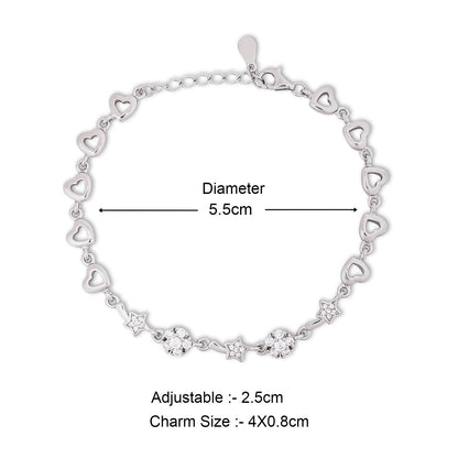 Silver CZ Floral Stars Bracelet for Women - Tweov Jewels