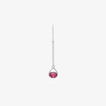 Pure Silver Earrings - Dazzling Ruby Silver Drop Model - Tweov Jewels