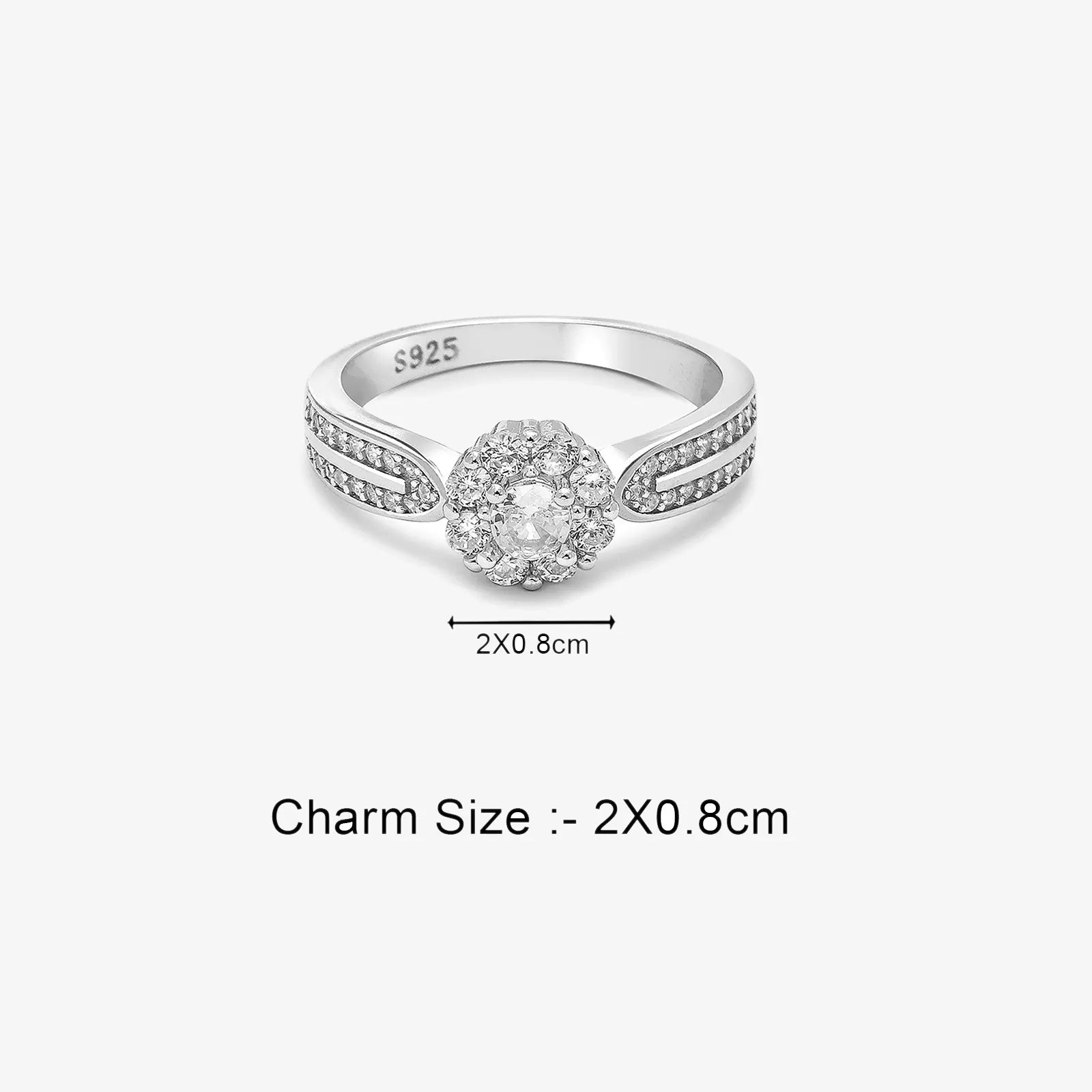 CZ Halo Split-Shank Ring for Women