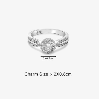 CZ Halo Split-Shank Ring for Women