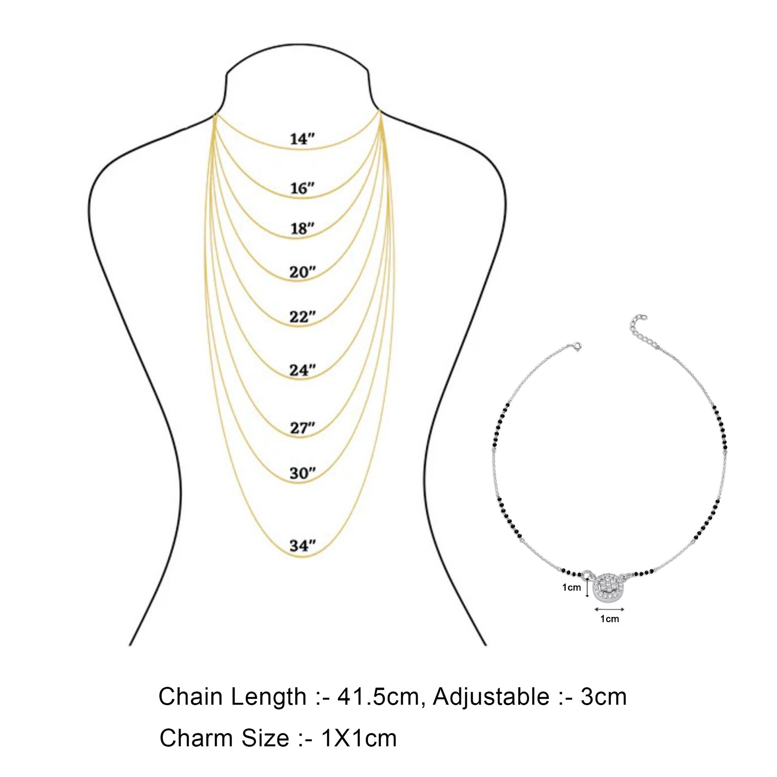 Designer AD Floral Silver Mangalsutra - Tweov Jewels