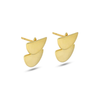 Pure Silver Earrings - Modernized 3 in 1 Gold Stud - Tweov Jewels