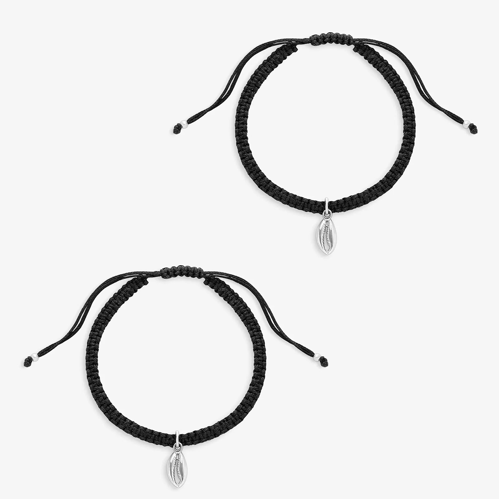 Silver Cowrie Shell Black Thread Anklet - Tweov Jewels