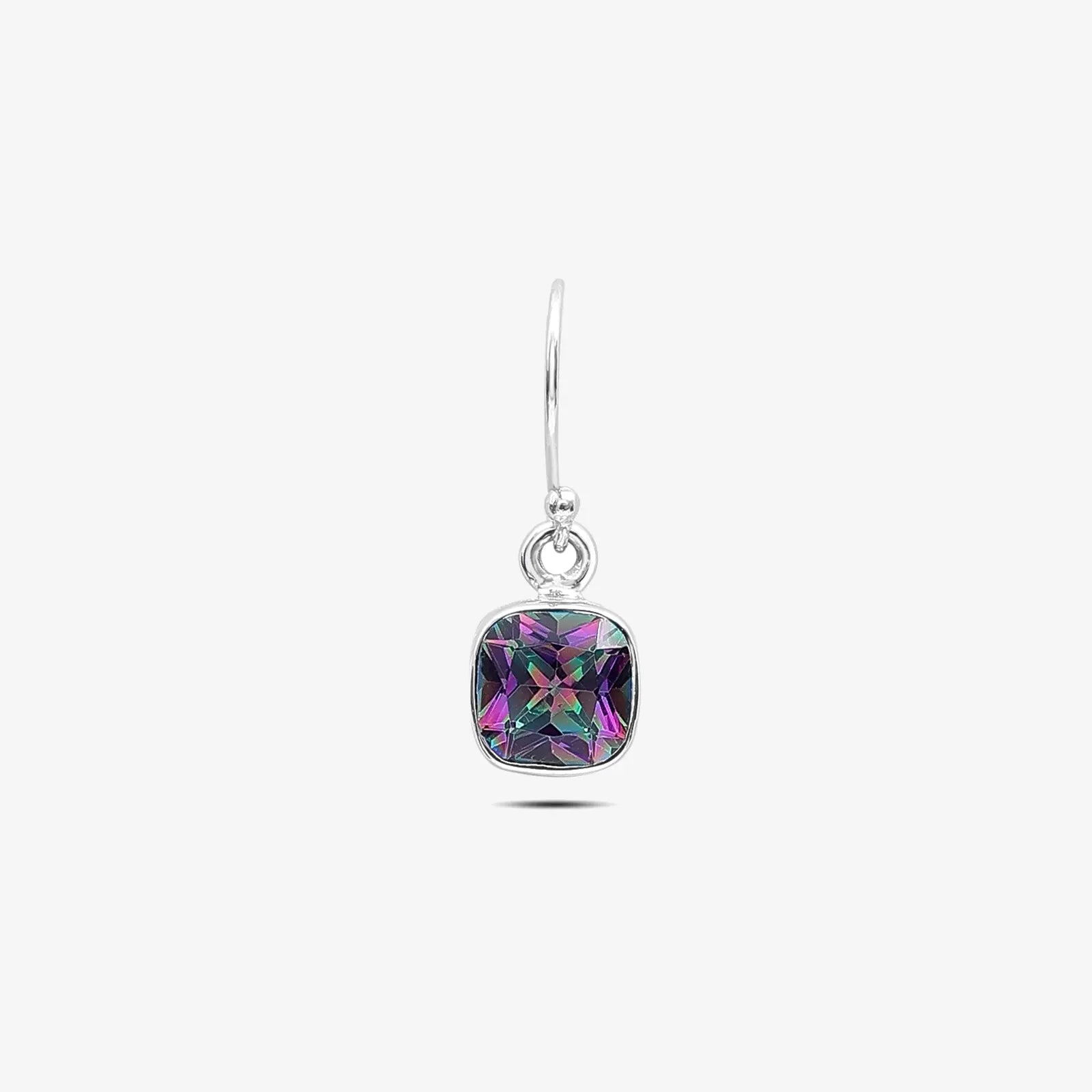 Silver Mystic Topaz Stone Studded Dangle Earrings