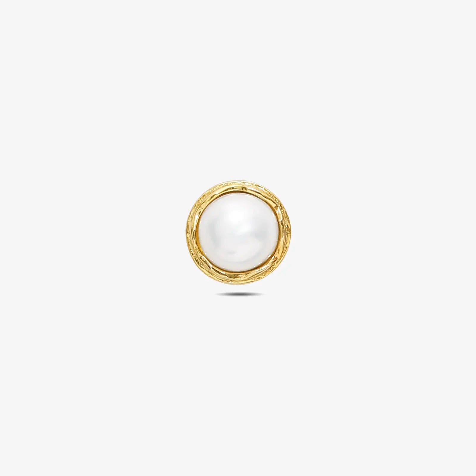 Gold Plated Silver Round White Pearl Stud Earrings - Tweov Jewels