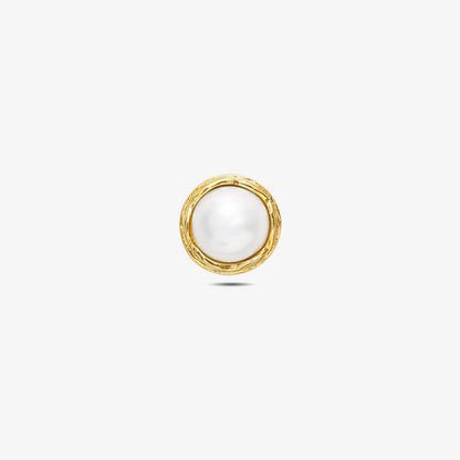 Gold Plated Silver Round White Pearl Stud Earrings - Tweov Jewels