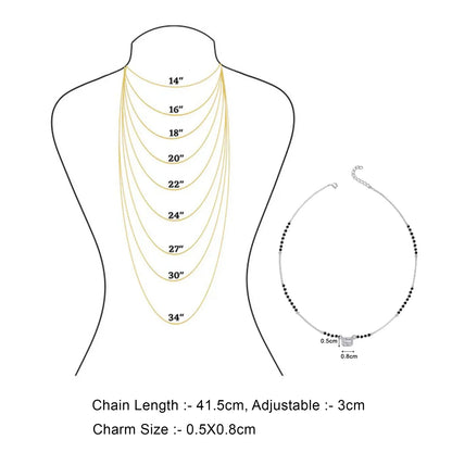 AD Studded Rectangle Silver Mangalsutra - Tweov Jewels