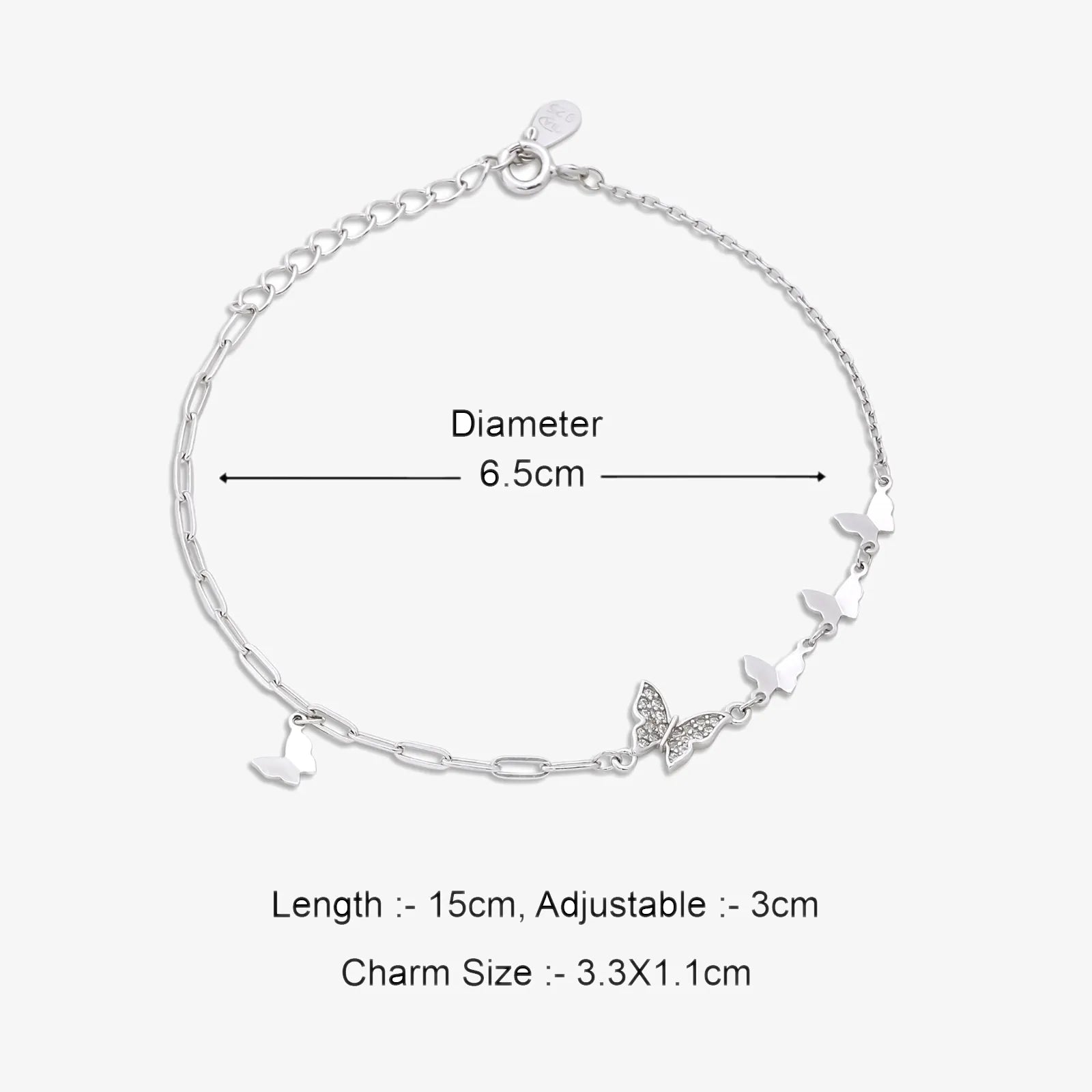 CZ Butterfly Silver Bracelet - Tweov Jewels