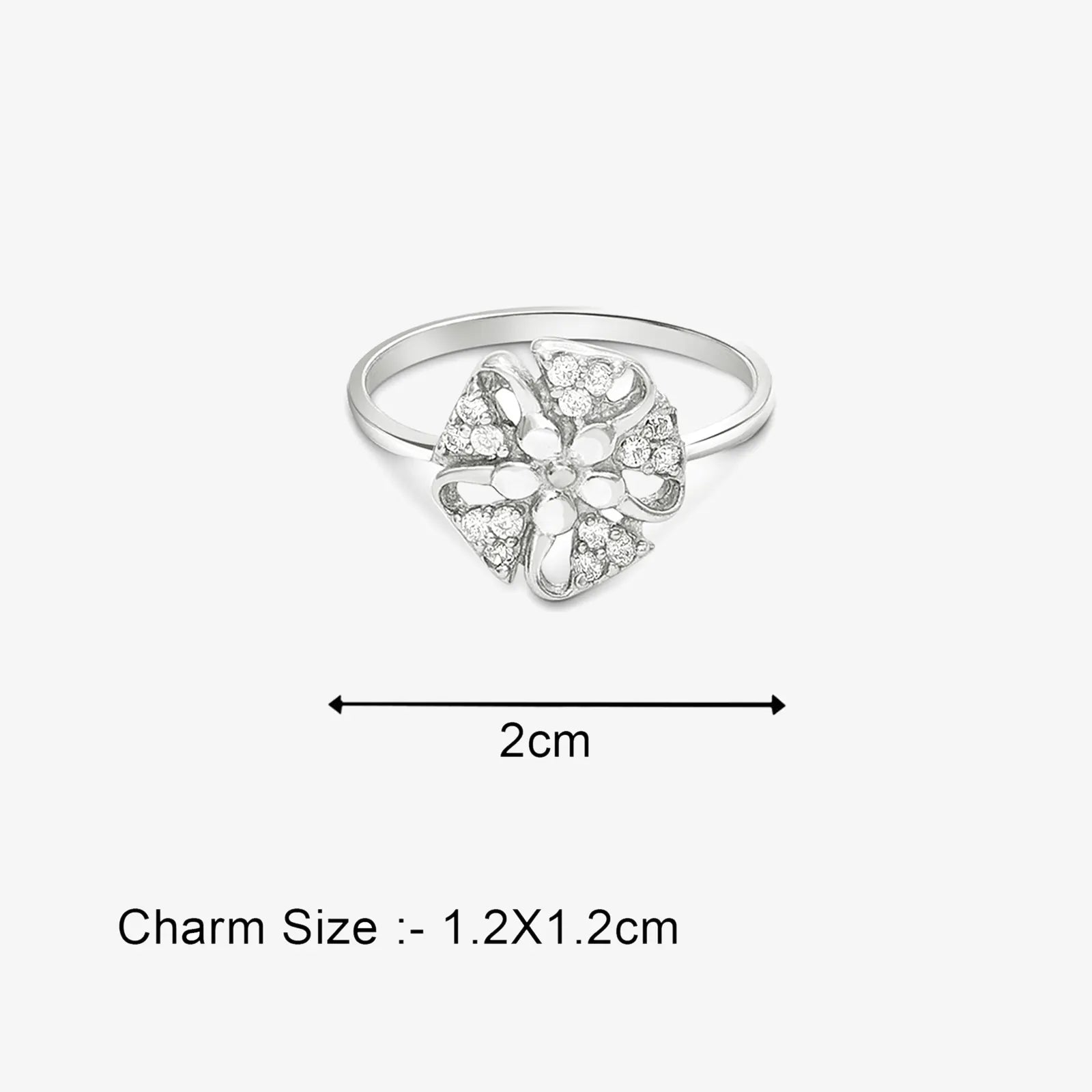 Trendy Floral CZ Silver Ring - Tweov Jewels