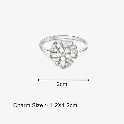 Trendy Floral CZ Silver Ring - Tweov Jewels