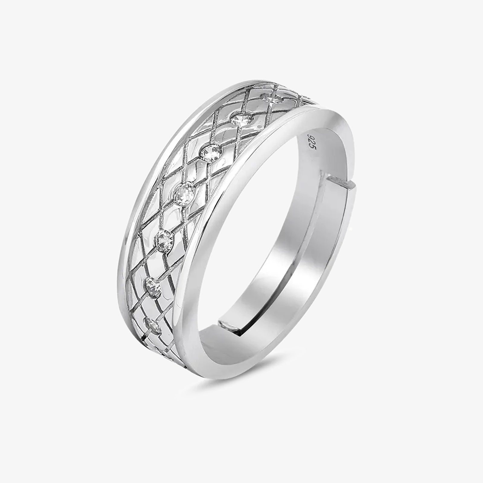 Stone Lattice Band Ring For Men - Tweov Jewels
