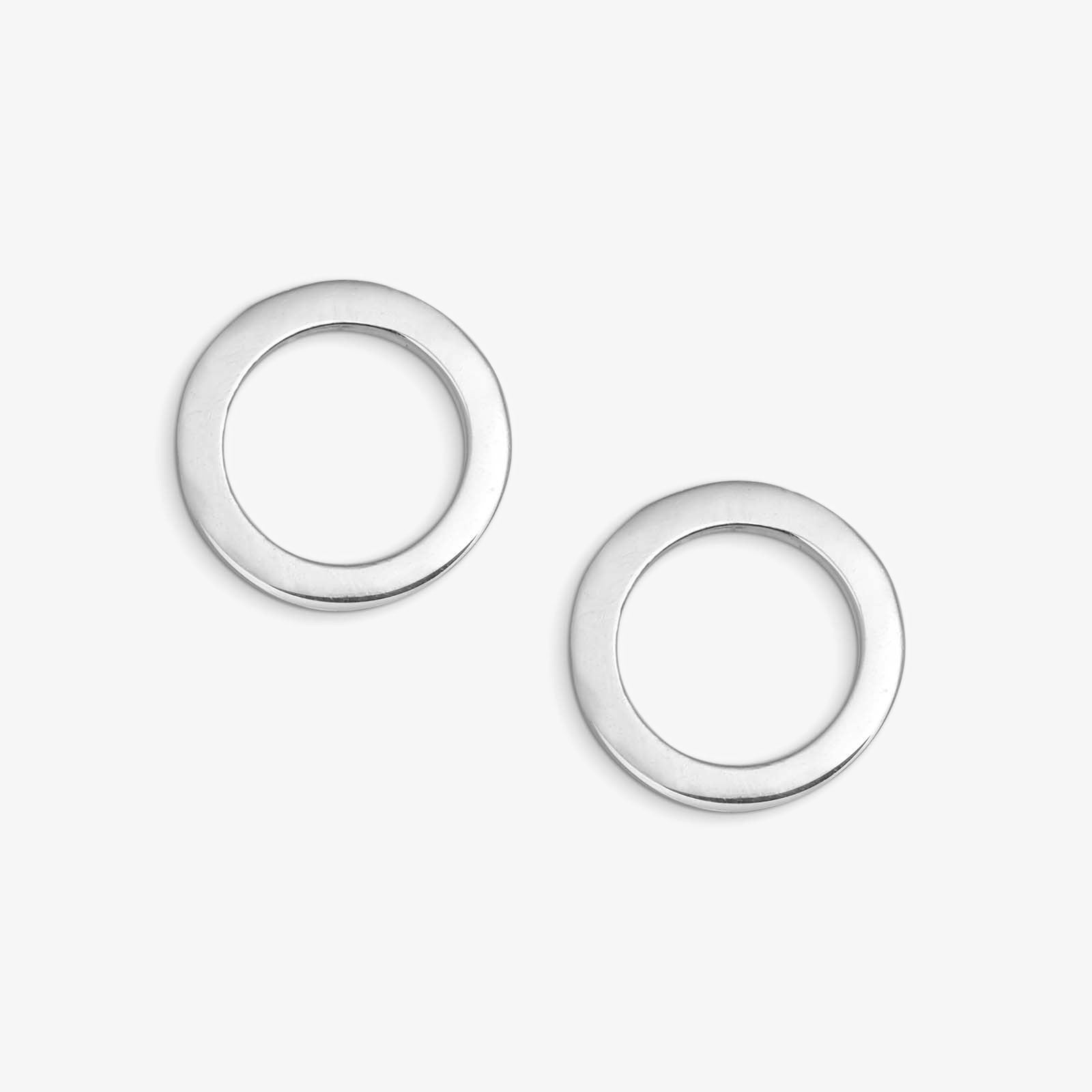 Pure Silver Stud Earrings - Polished Hoop Design - Tweov Jewels