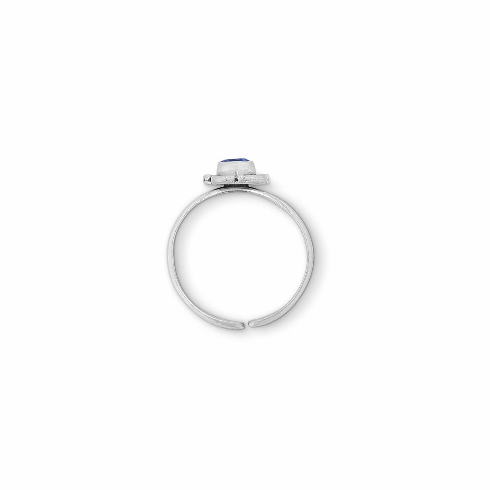 Silver Blue Stone Floral Shaped Toe Ring