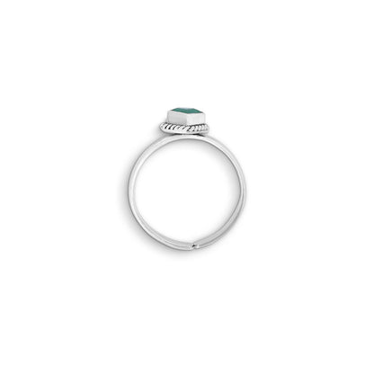 Silver Green Emerald Cut Toe Ring