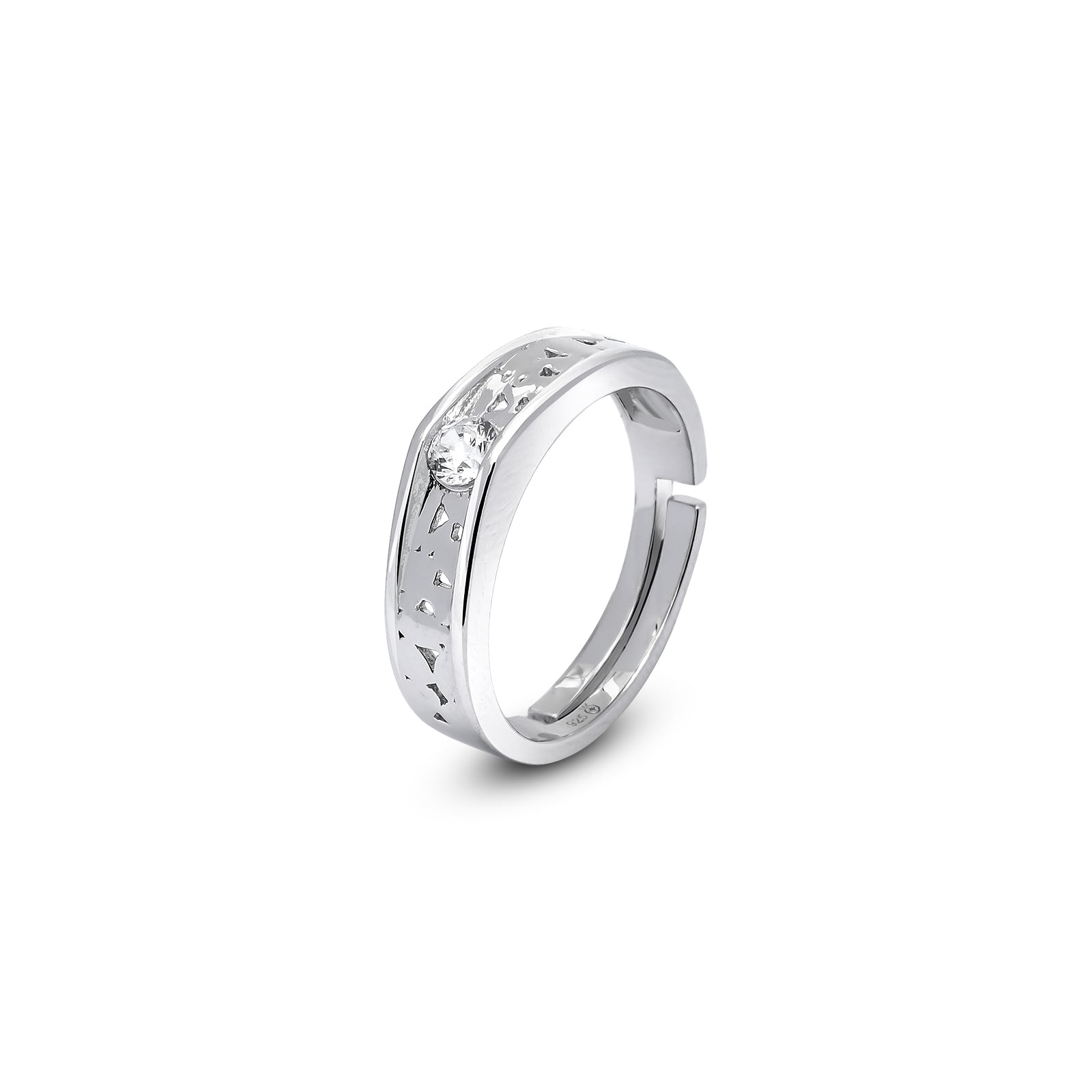 Shard Texture Couple Rings for Men & Women – 925 Sterling Silver Rhodium Plated