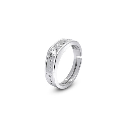 Shard Texture Couple Rings for Men & Women – 925 Sterling Silver Rhodium Plated