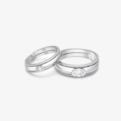 Braided Edge Couple Rings for Men & Women – 925 Sterling Silver Rhodium Plated