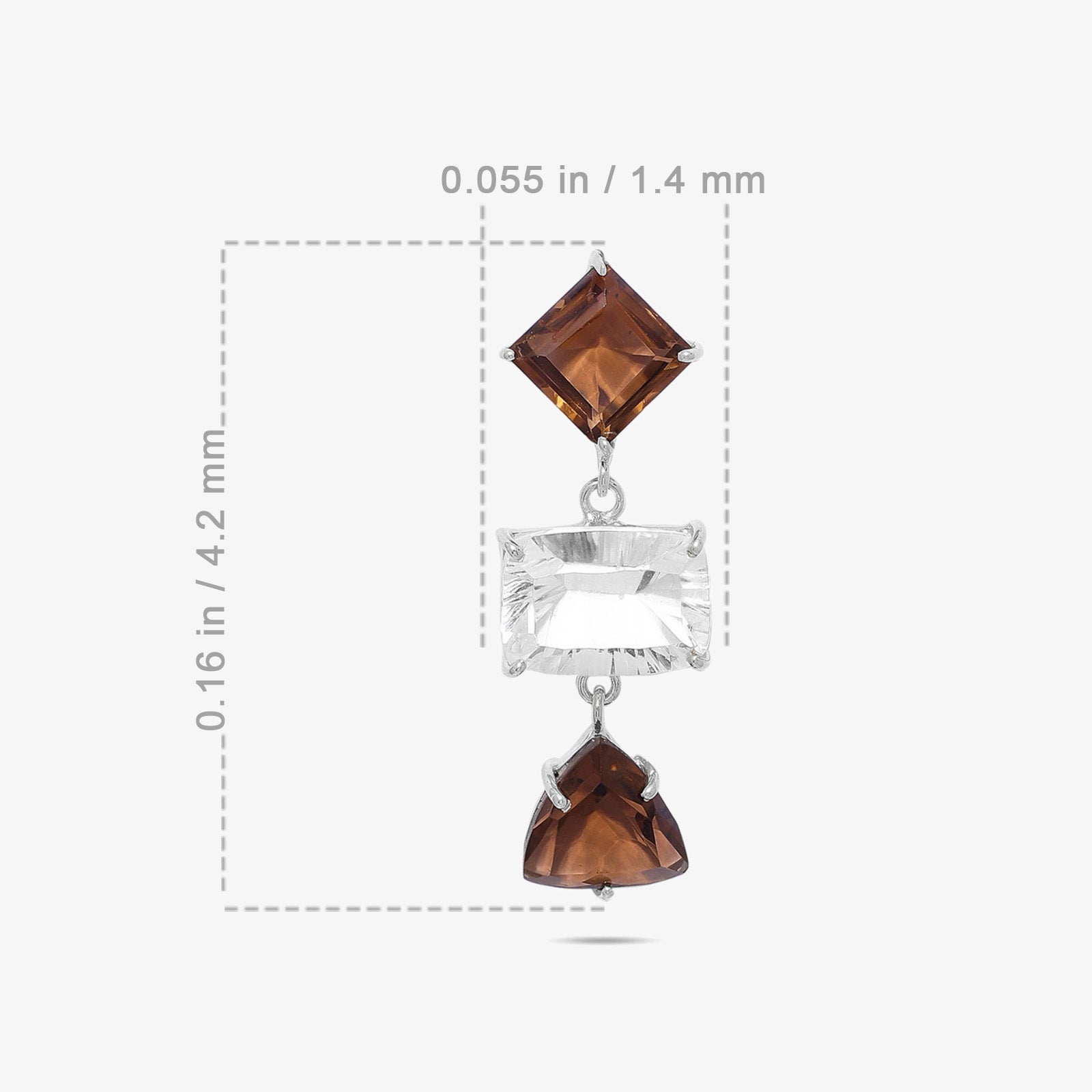 Multicut Brown AD Stone Silver Earrings - Tweov Jewels