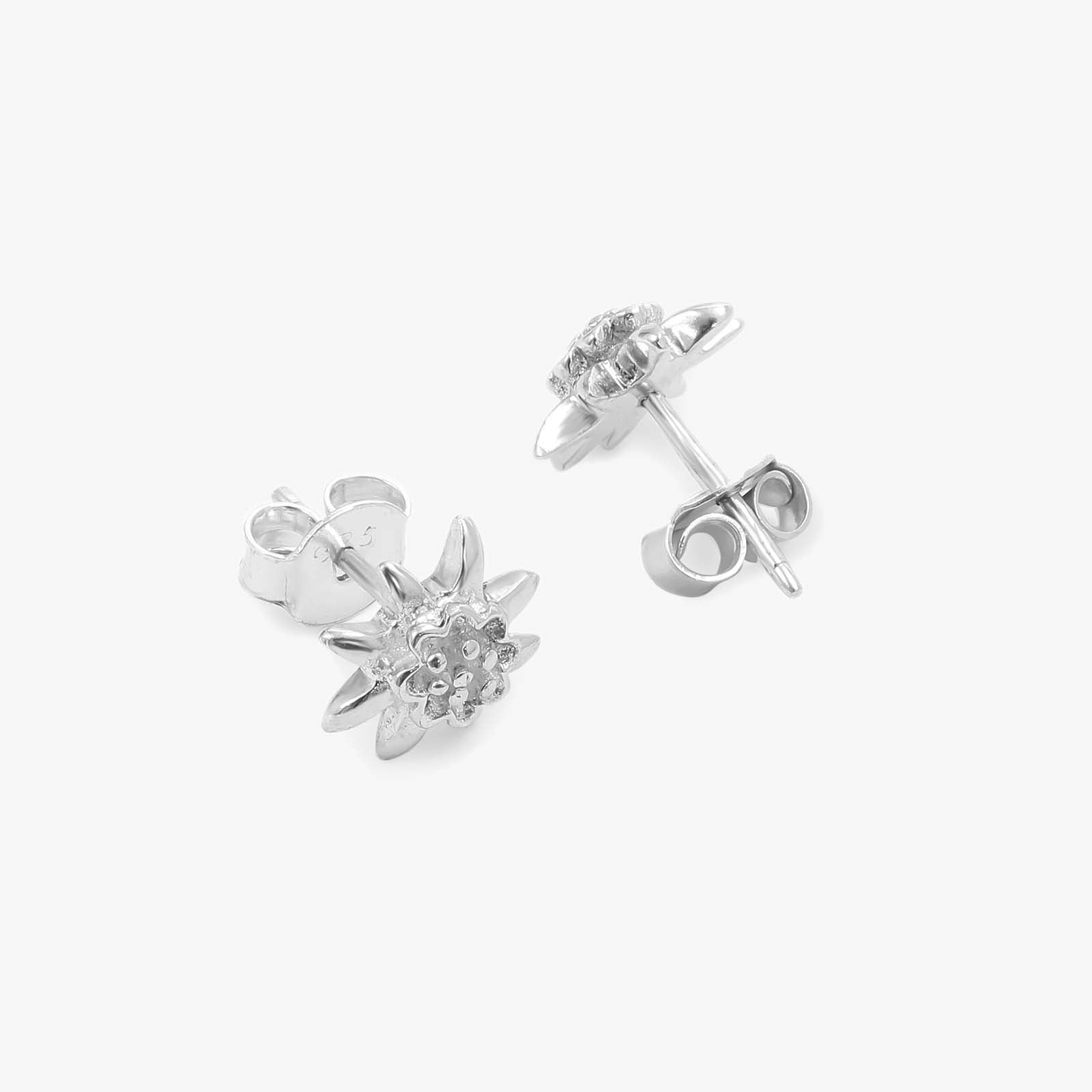 Glossy Floral Design Silver Stud Earrings - Tweov Jewels