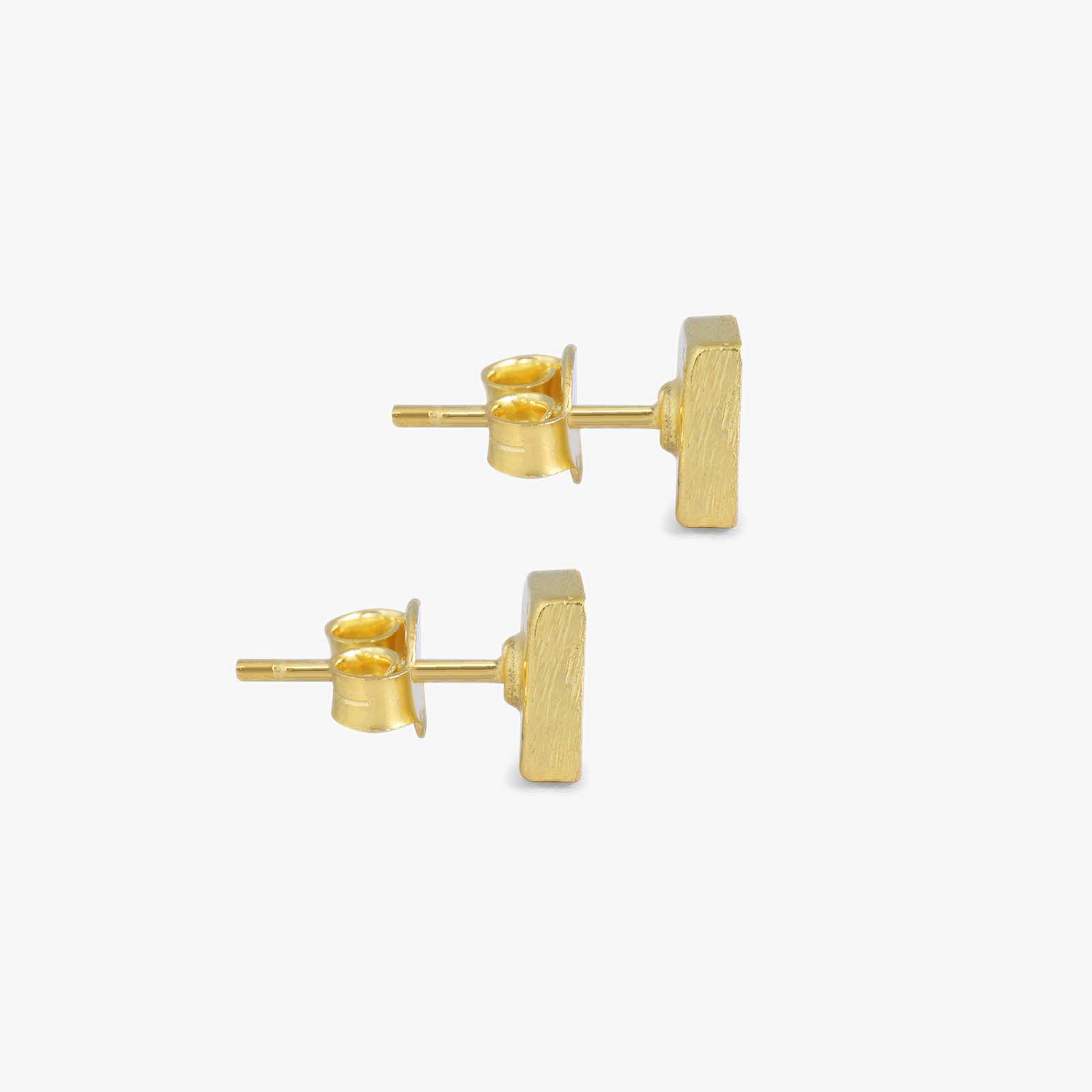 Pure Silver Stud Earrings - Gold Plated With Modern Cubes - Tweov Jewels