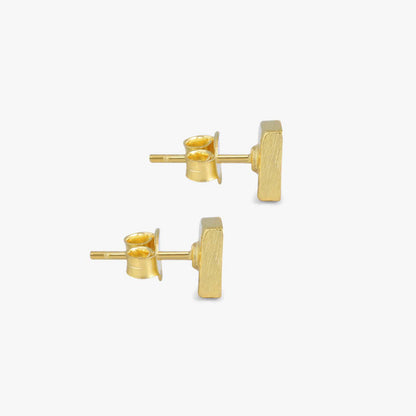 Pure Silver Stud Earrings - Gold Plated With Modern Cubes - Tweov Jewels