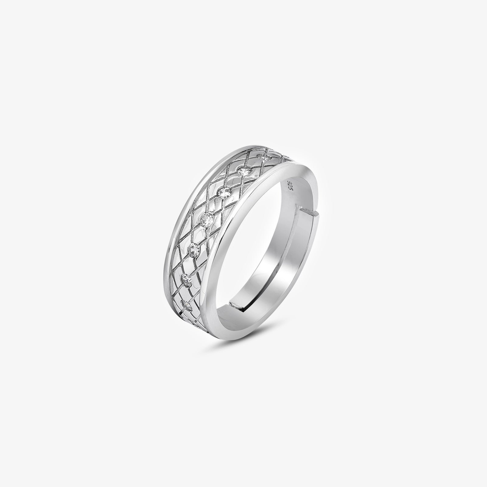 Lattice Bond Couple Rings for Men & Women – 925 Sterling Silver Rhodium Plated