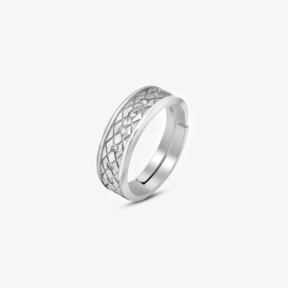 Lattice Bond Couple Rings for Men & Women – 925 Sterling Silver Rhodium Plated