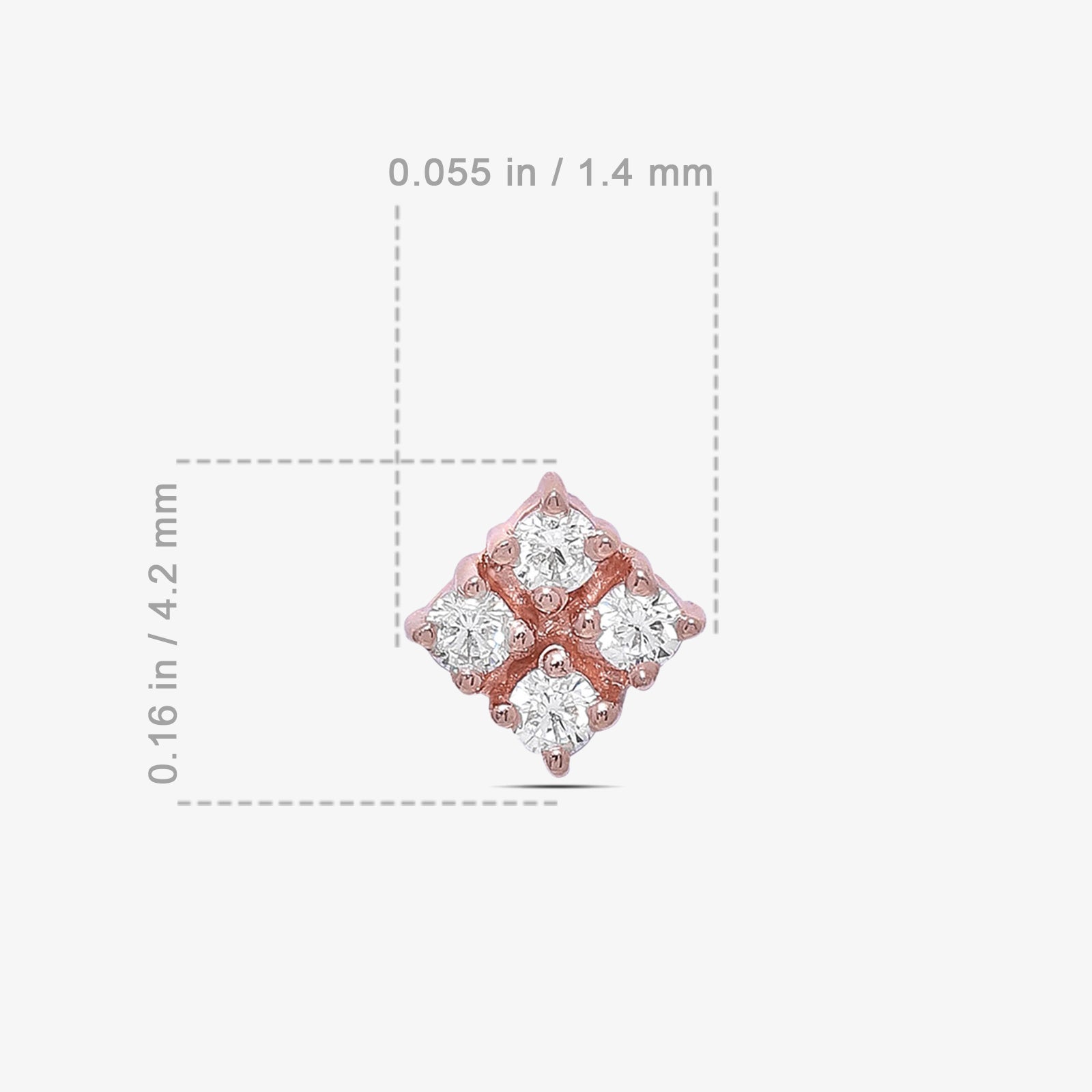 Rose Gold Square Designer Silver Stud Earrings - Tweov Jewels