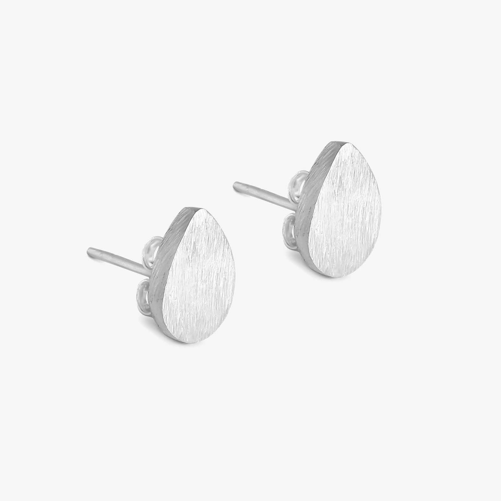 Pure Silver Stud Earrings - Dew-kissed Scratch Finish Model - Tweov Jewels