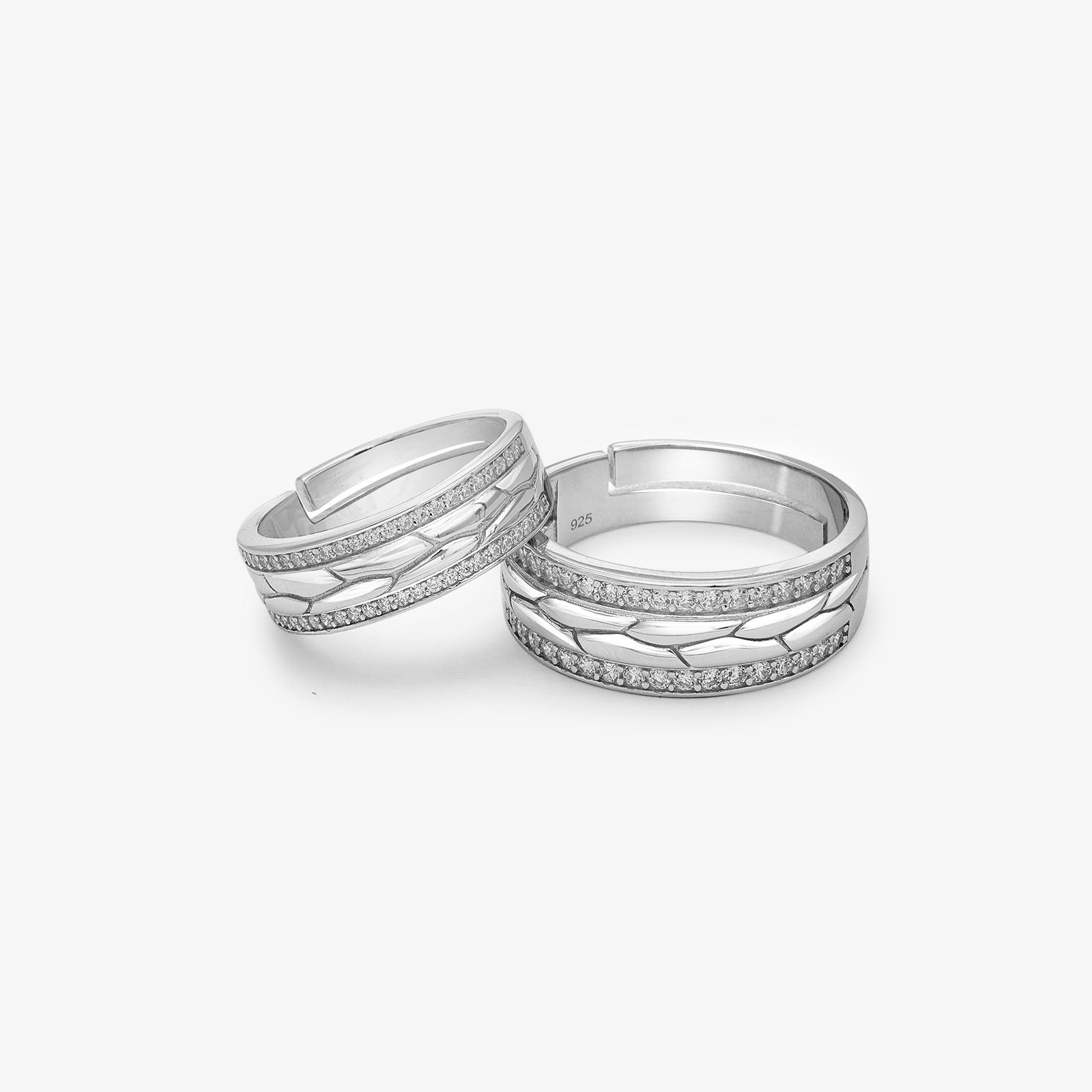 CZ Mosaic Couple Rings For Men & Women – 925 Sterling Silver Rhodium Plated